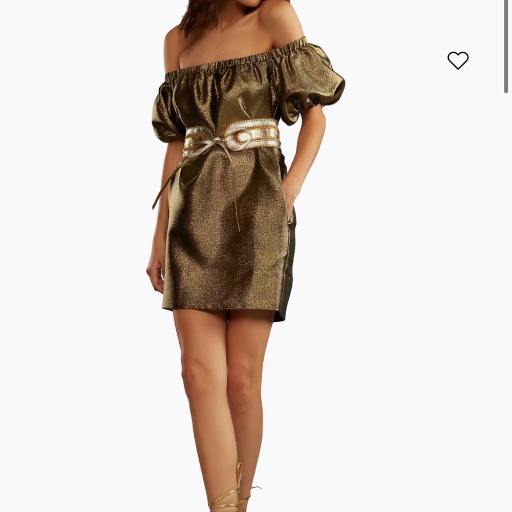 Cynthia Rowley Gold Metallic Off Shoulder Dress
